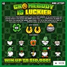 GNOMEBODY IS LUCKIER scratch-off ticket