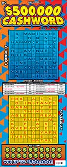 $500,000 CASHWORD scratch-off ticket