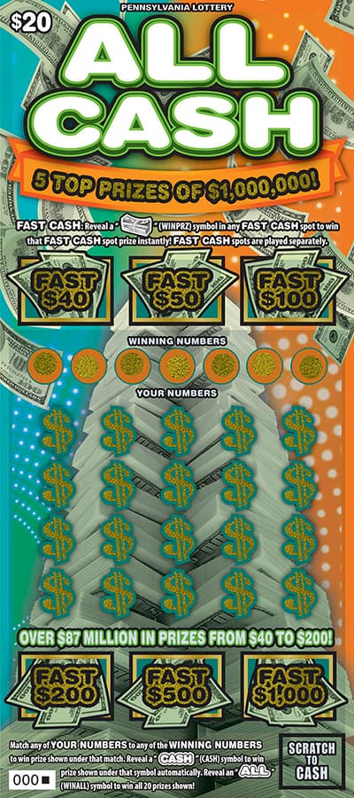 ALL CASH scratch-off ticket