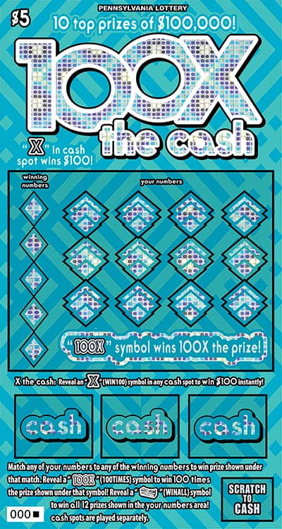 100X THE CASH scratch-off ticket