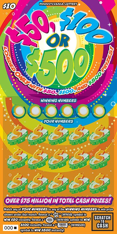 $50, $100 OR $500 scratch-off ticket
