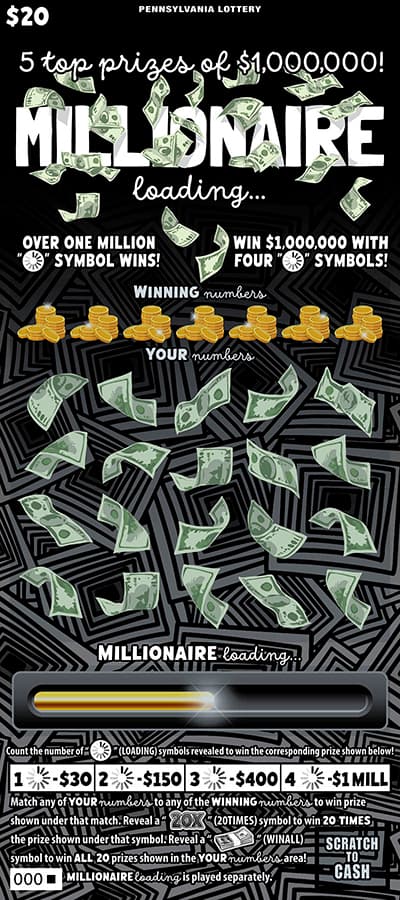 MILLIONAIRE LOADING scratch-off ticket