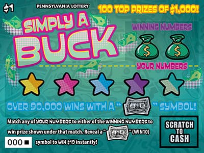 SIMPLY A BUCK scratch-off ticket