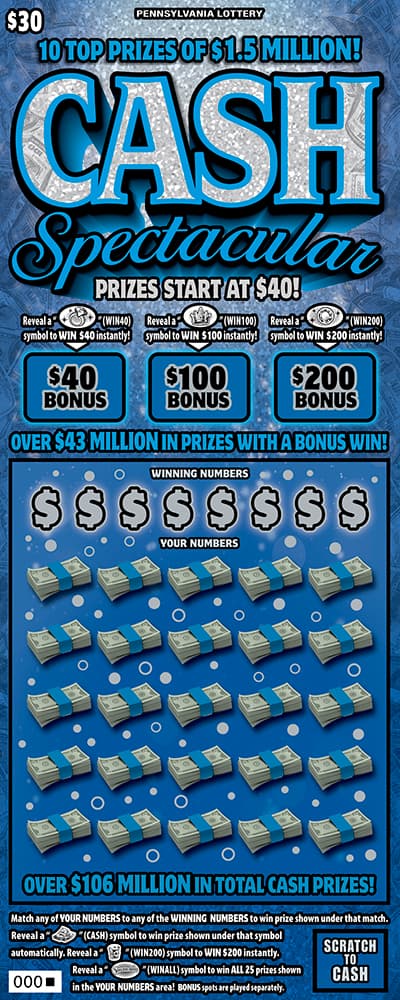 CASH SPECTACULAR scratch-off ticket