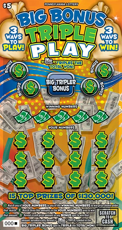 BIG BONUS TRIPLE PLAY scratch-off ticket
