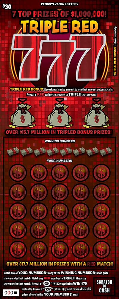 TRIPLE RED 777 scratch-off ticket