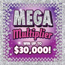 MEGA MULTIPLIER scratch-off ticket