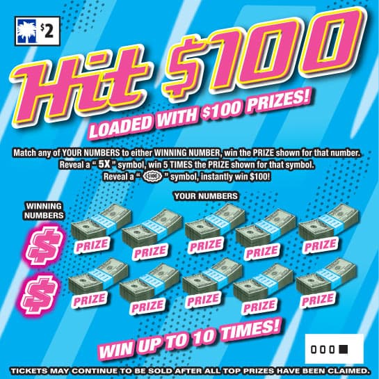 HIT $100 scratch-off ticket