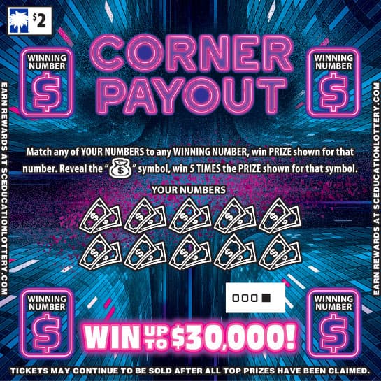 CORNER PAYOUT scratch-off ticket