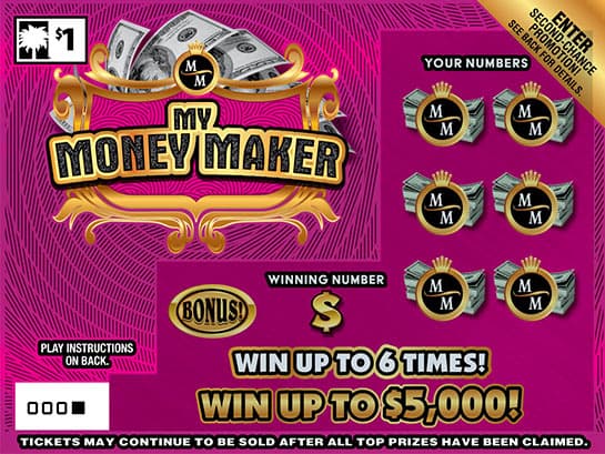MY MONEY MAKER ($1) scratch-off ticket