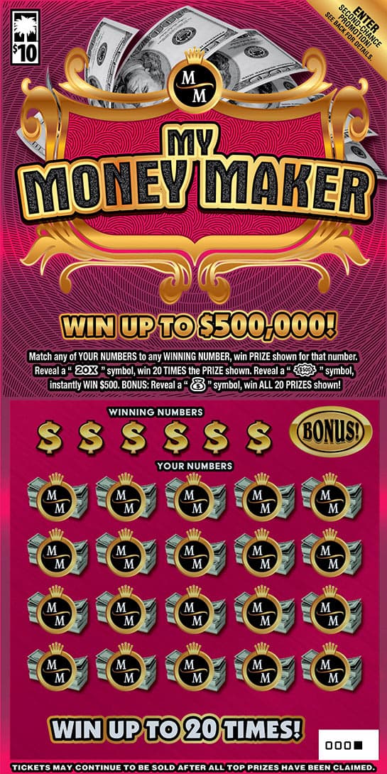 MY MONEY MAKER ($10) scratch-off ticket