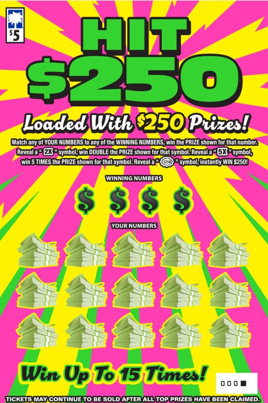 HIT $250 scratch-off ticket