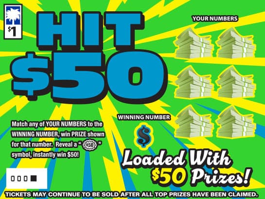 HIT $50 scratch-off ticket