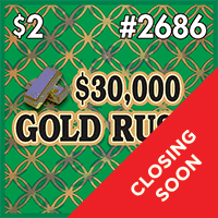 $30,000 GOLD RUSH scratch-off ticket