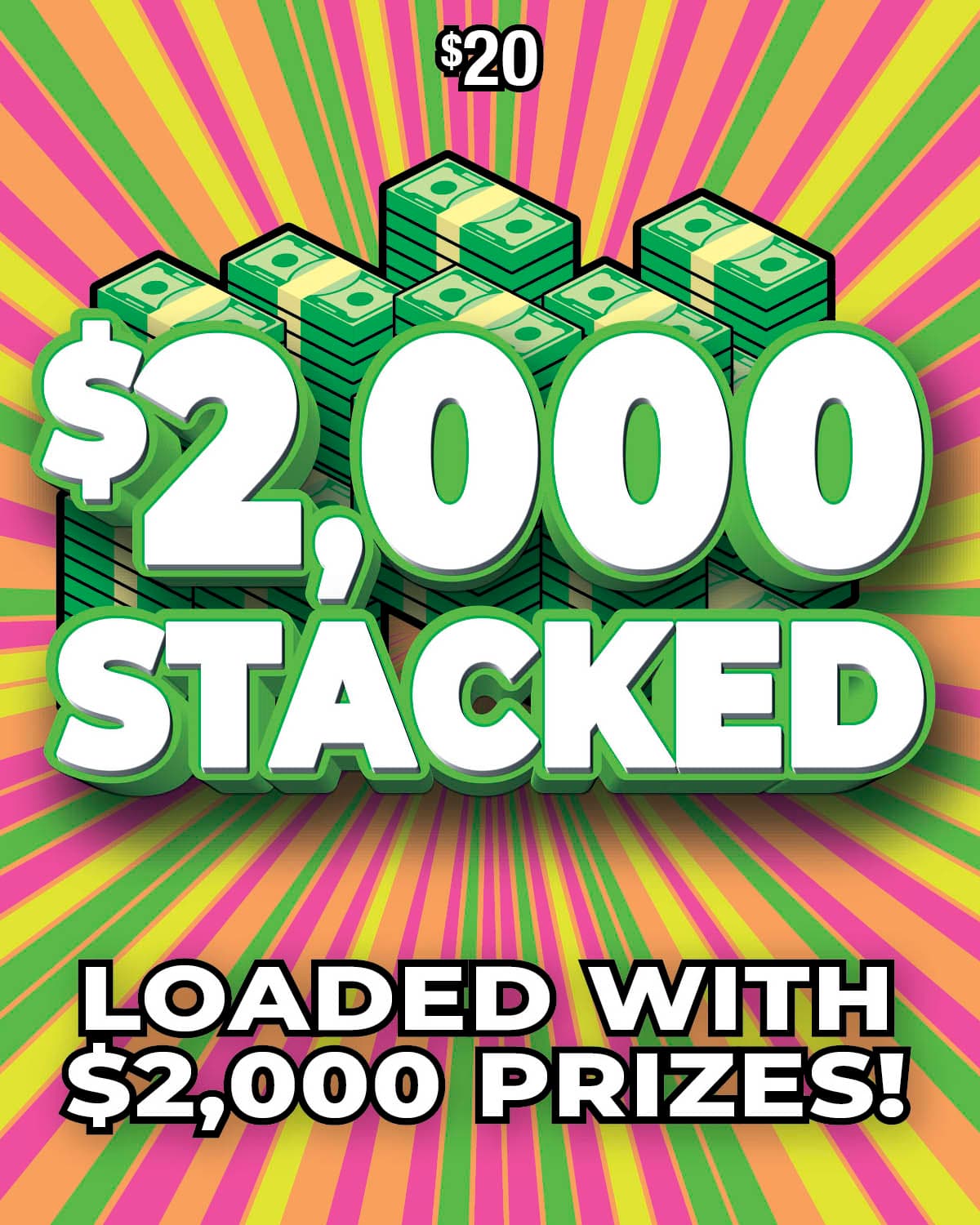 $2,000 STACKED scratch-off ticket