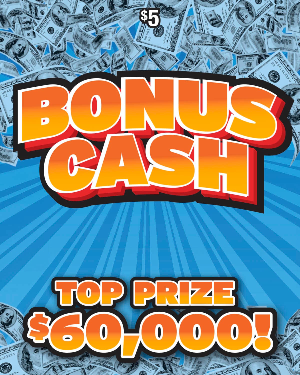 BONUS CASH scratch-off ticket