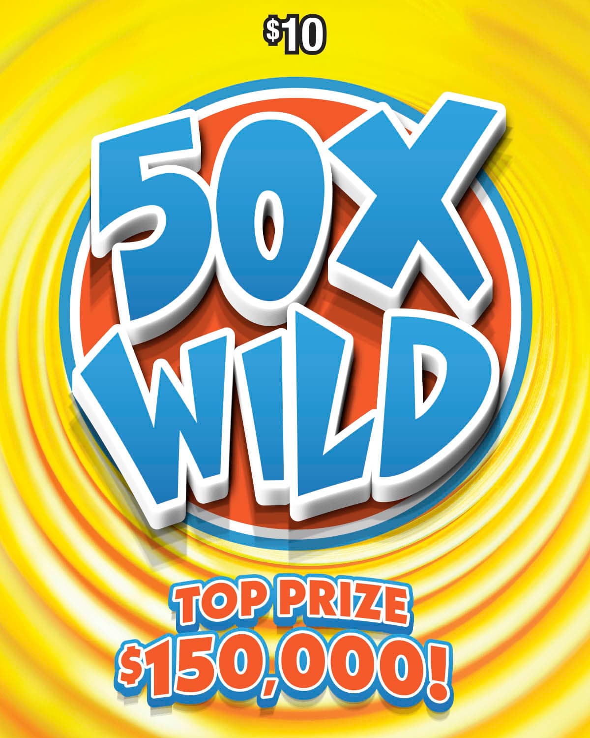 50X WILD scratch-off ticket