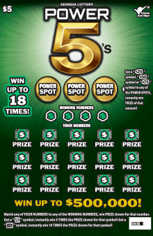 POWER 5'S scratch-off ticket