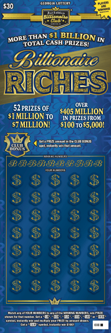 2ND EDITION BILLIONAIRE CLUB scratch-off ticket