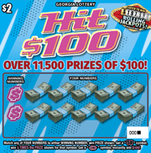 HIT $100 scratch-off ticket