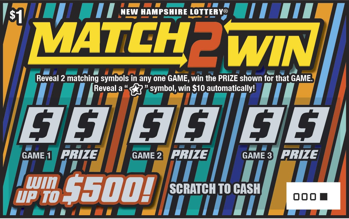 MATCH 2 WIN scratch-off ticket