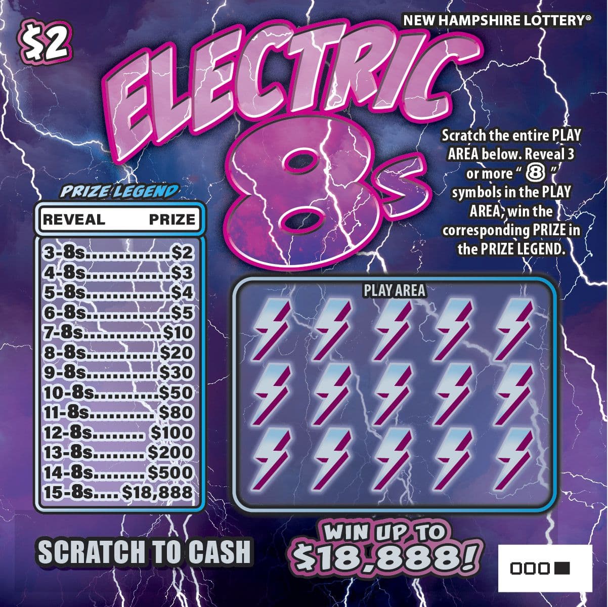 ELECTRIC 8S scratch-off ticket