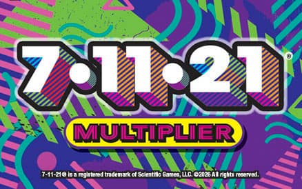 7-11-21 MULTIPLIER scratch-off ticket