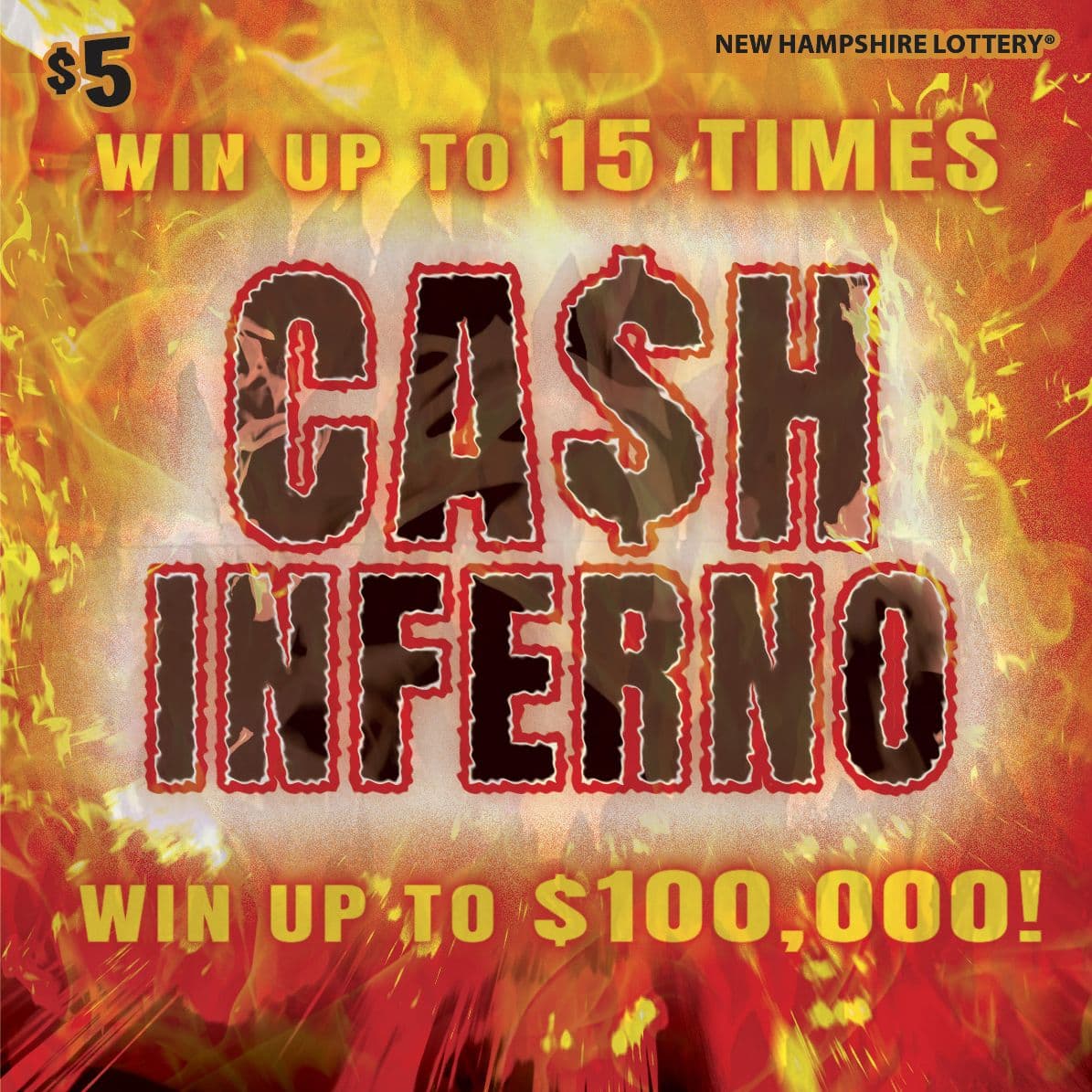 CASH INFERNO scratch-off ticket