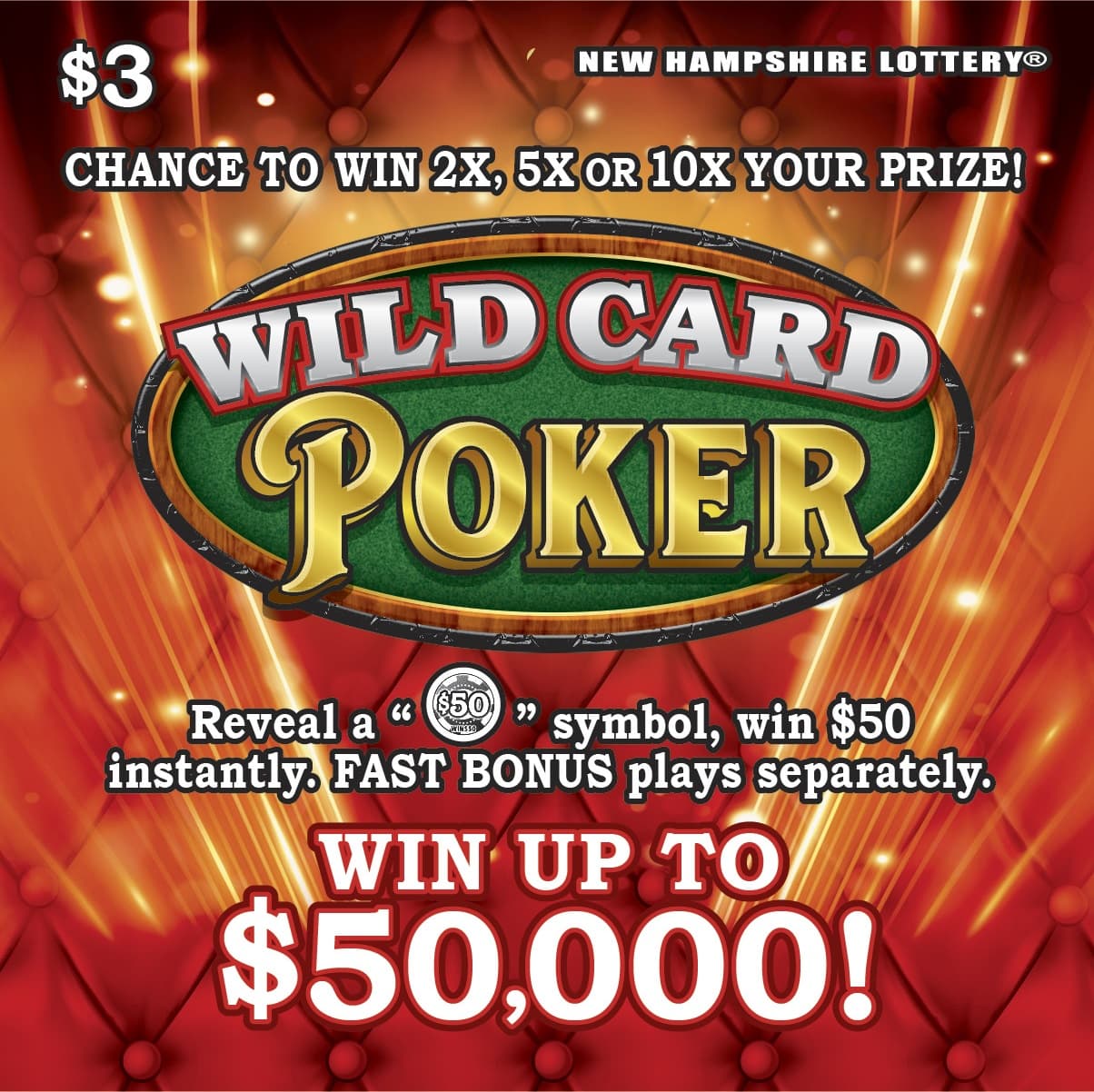 WILD CARD POKER scratch-off ticket