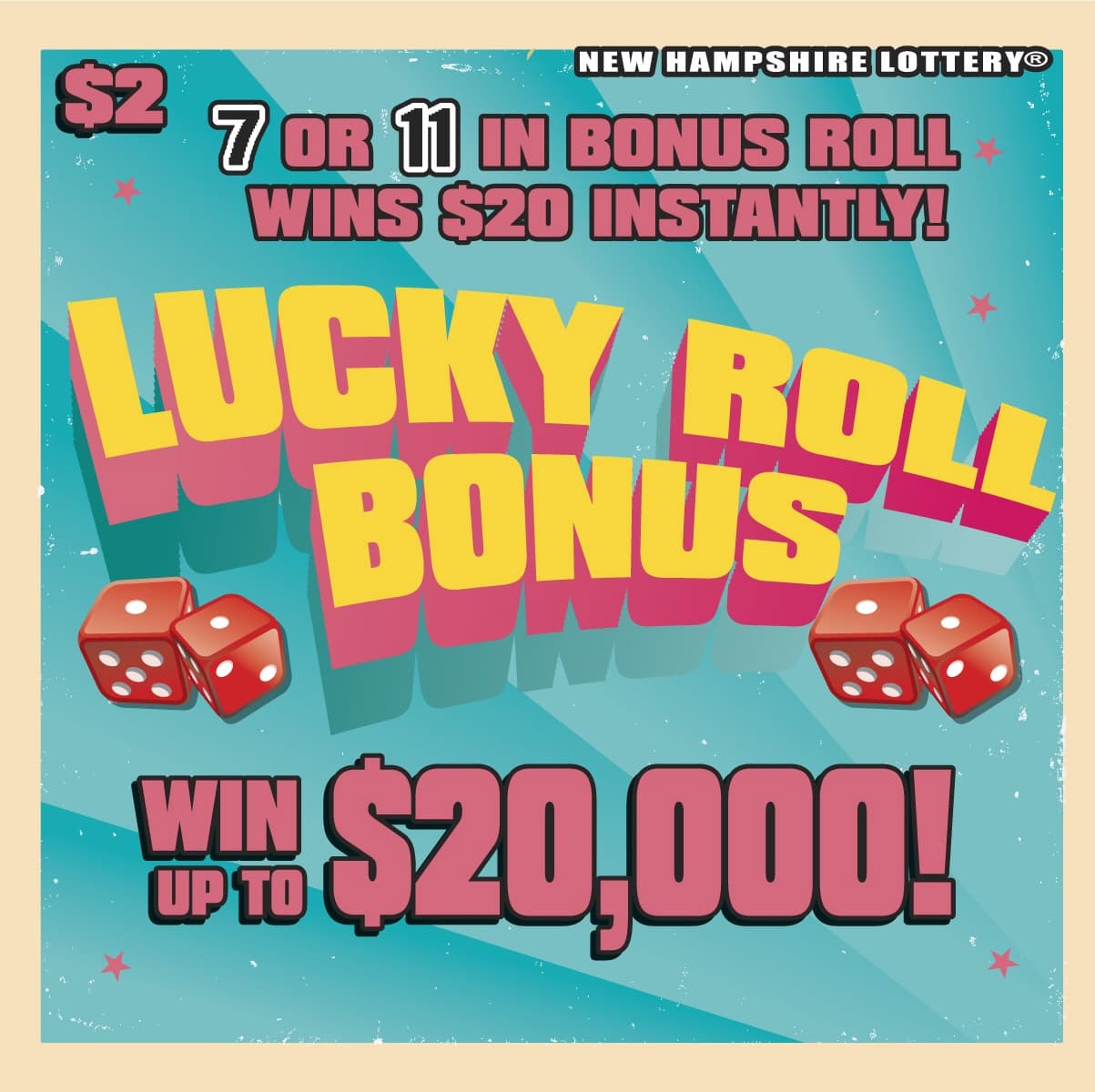 LUCKY ROLL BONUS scratch-off ticket