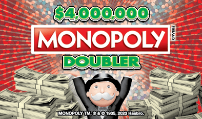 $4,000,000 MONOPOLY DOUBLER scratch-off ticket