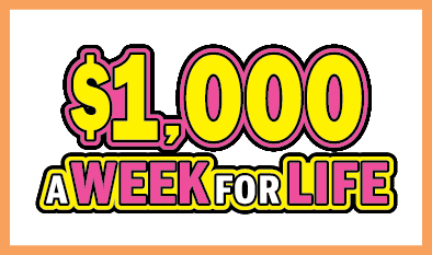 $1,000 A WEEK FOR LIFE scratch-off ticket
