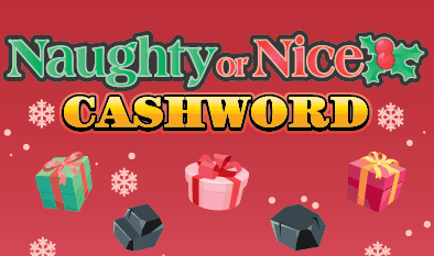 NAUGHTY OR NICE CASHWORD scratch-off ticket