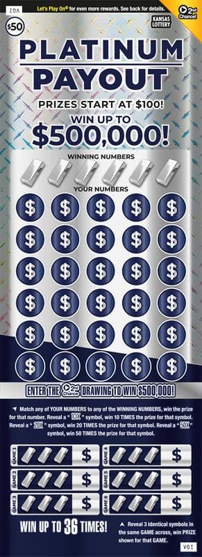 PLATINUM PAYOUT scratch-off ticket