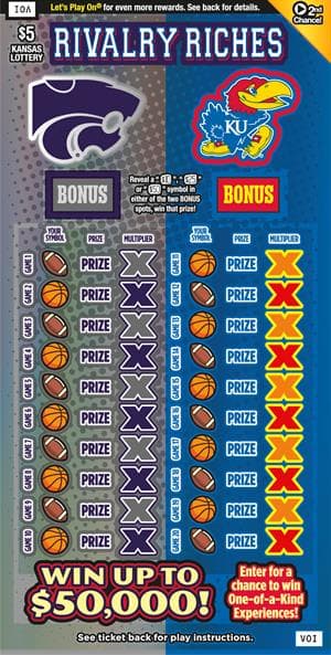 RIVALRY RICHES scratch-off ticket