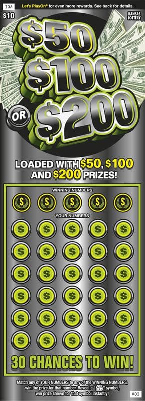 $50 $100 OR $200 scratch-off ticket