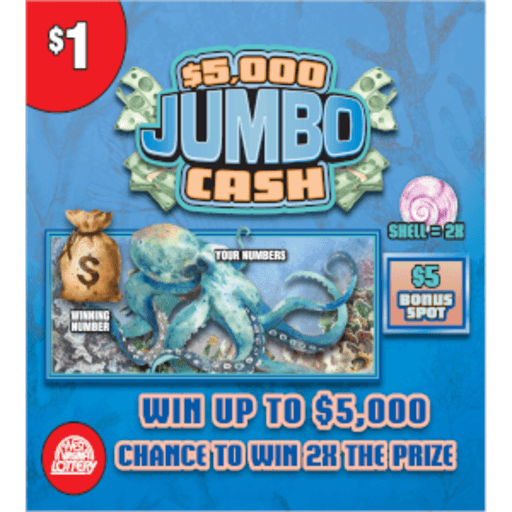$5,000 JUMBO CASH scratch-off ticket