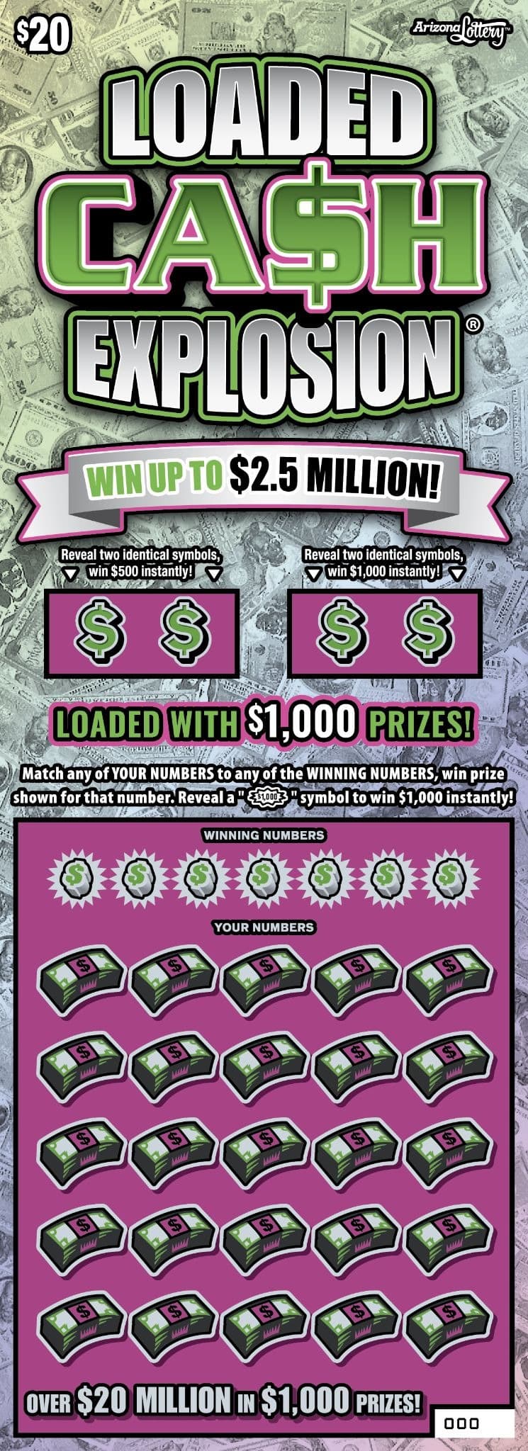 LOADED CASH EXPLOSION® scratch-off ticket