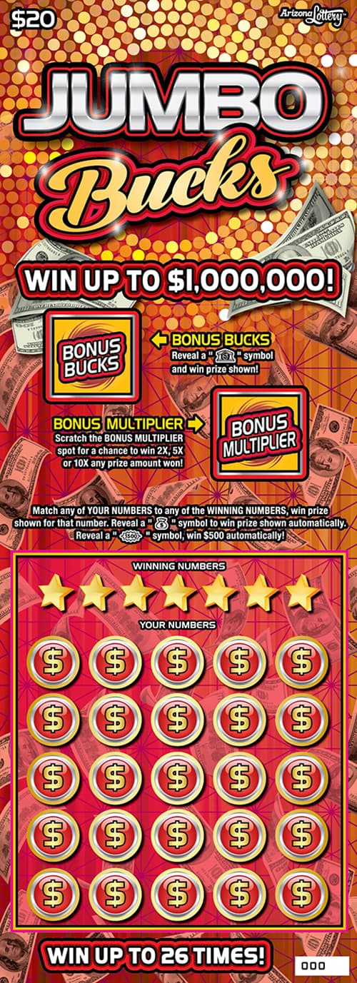 JUMBO BUCKS scratch-off ticket