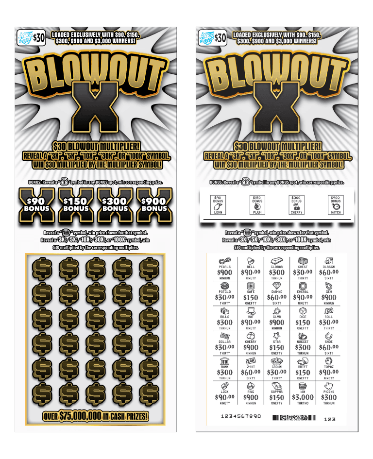 BLOWOUT X scratch-off ticket