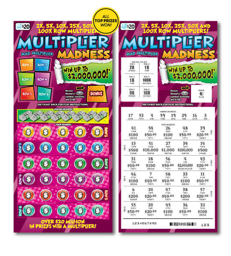 MULTIPLIER MADNESS scratch-off ticket