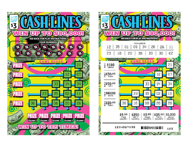 CASH LINES scratch-off ticket