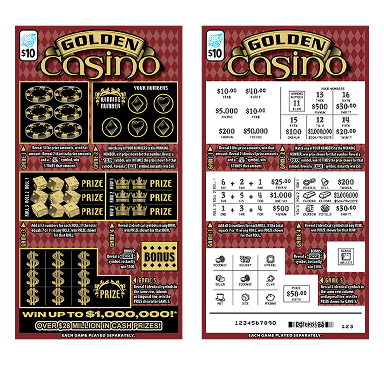 GOLDEN CASINO scratch-off ticket
