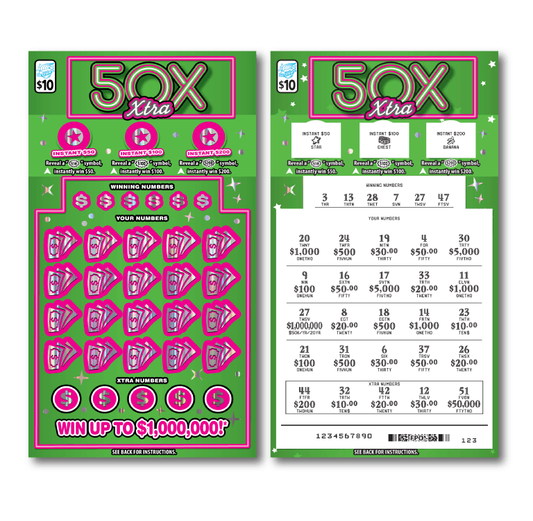 50X XTRA scratch-off ticket