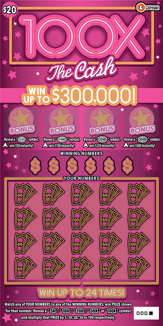 100X THE CASH scratch-off ticket