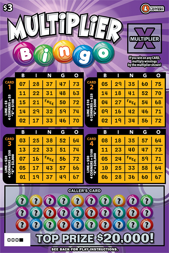 MULTIPLIER BINGO scratch-off ticket