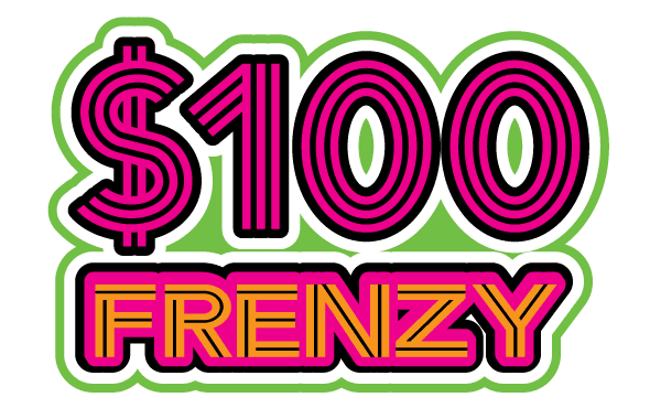 100 FRENZY scratch-off ticket