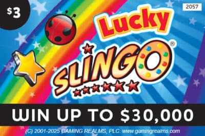 LUCKY SLINGO scratch-off ticket