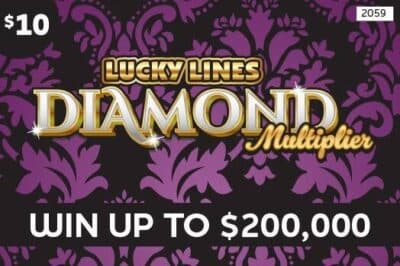 LUCKY LINES DIAMOND MULTIPLIER scratch-off ticket