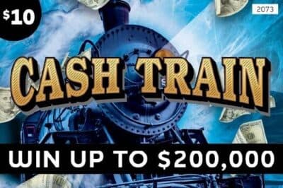 CASH TRAIN scratch-off ticket